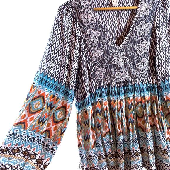 Sundance Stella Babydoll Boho Peasant Blouse Embroidered Festival Hippie Large - Picture 5 of 8